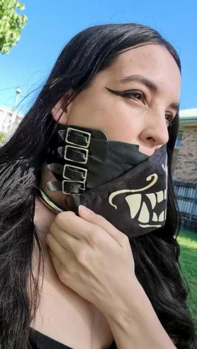 My panel ballgag in public under my mask 😁