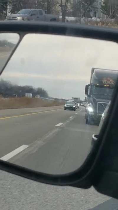 Don't be this idiot. You are not the merger police. Almost 2 miles to the merge point...