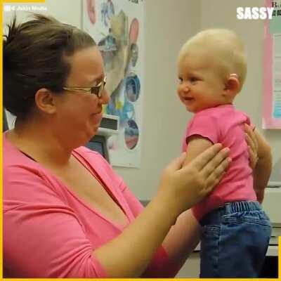 Baby listening for the first time