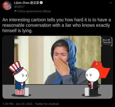 Chinese official posts hilarious video about U.S. propaganda against Xinjiang