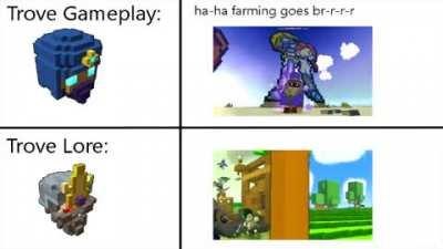 Trove Gameplay VS Trove Lore (yes i know that this meme is already dead)