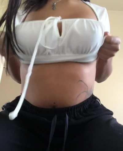 you want this busty petite brunette bouncing like this on your cock? 🤤