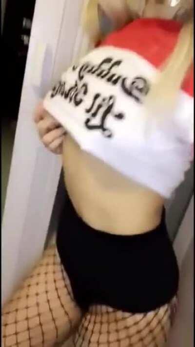 Ray Mattos showing off her Harley Quinn cosplay