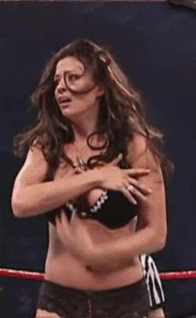 Candice after she lost a Bra & Panties match