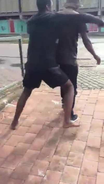 Drunk guy slams other drunk into the ground