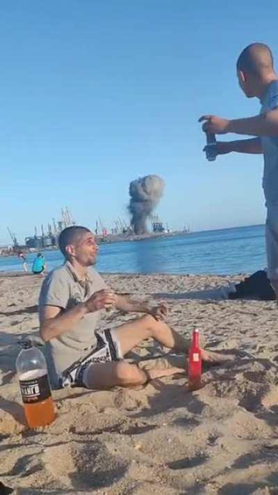 A day at the beach in Russia-occupied Berdyansk