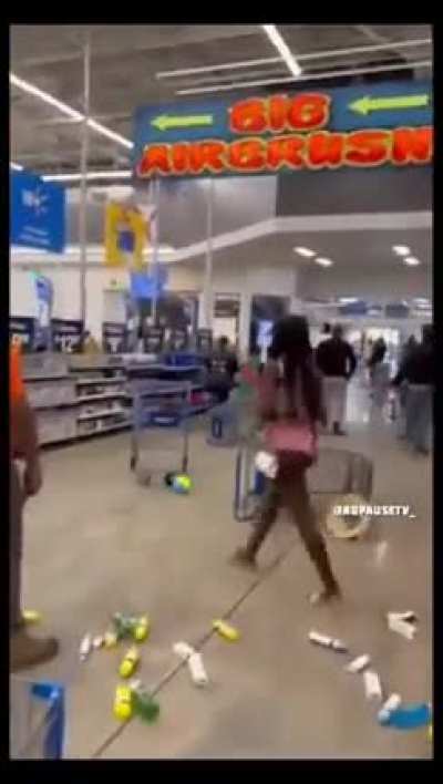 🇺🇸USA - SENSELESS SPRING BREAK MAYHEM IN FLORIDA A flash mob of about 40 young, black males ran through a Walmart screaming, yelling, and laughing as they demolished the store for fun. Customers stood by in apparent shock. Authorities said they 