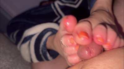 Playin with his cock😈🦶🏻