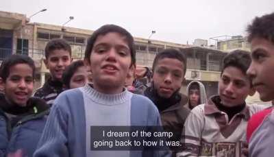 These are Palestenian children in a refugee camp, why? Because their country and homes have been occupied and their families were forced out of it by the Israeli occupation... You can easily see the attrocities reflecting on them 