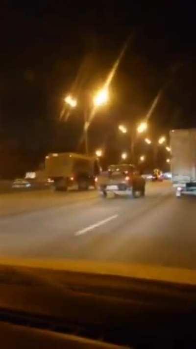 [@Caucasuswar] Holy..IT CARRIES NUCLEAR WARHEADS. footage of Russian Topol-M Intercontinental Ballistic missile (ICBM) on the move in Moscow, Russia. Operational range of this system is 11,000 km and carries nuclear warheads.