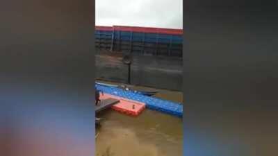 Coal barge drifts into a small wharf and hits some fishing boats, sinking 4 of them - November 24, 2020