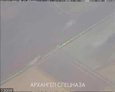 RU POV. Russian artillery targeting Ukrainian vehicles near Davydiv Brid