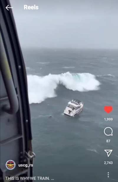 The rescue swimmer and mariner lived. Off the coast of Astoria Or.