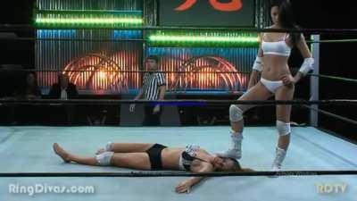 Empress Sayuri takes a long pose with her boot planted on Destiny's head