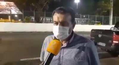 Roughly translated. Reporter: What's your next operation? Security Secretary: To clear the streets of guns and drugs. Moto-boy:......