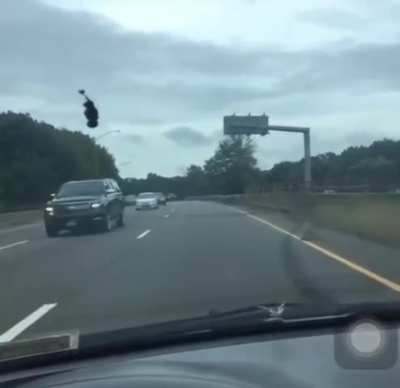 guy drives on the wrong side of the interstate while talking about satan and george bush kidnapping children