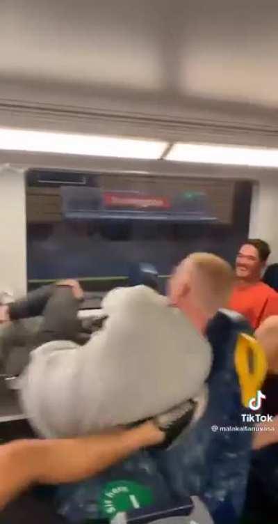 Watch the knee of the guy on the left