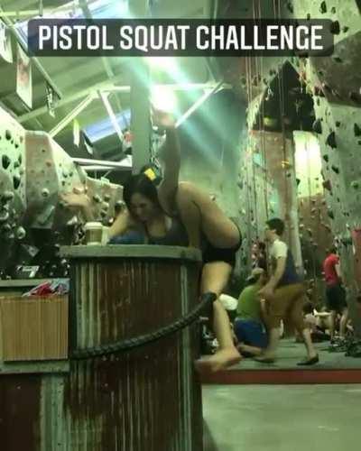 Girl performs unbelievable pistol squat