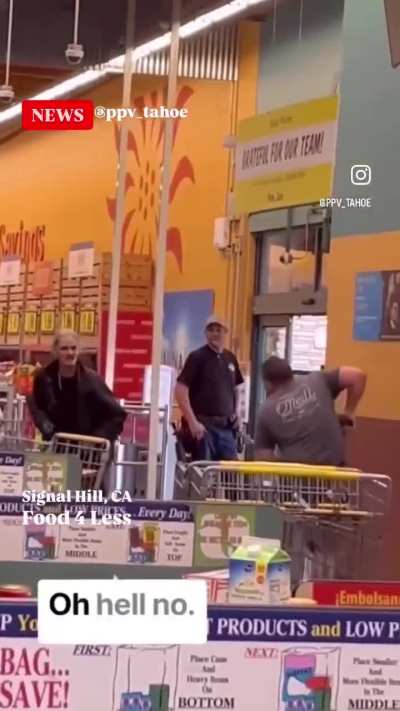 Grocery store confrontation goes from bad to worse to almost deadly within a matter of seconds.