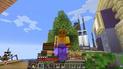 Mumbo's wish have been granted, I put an explosion behind his tree