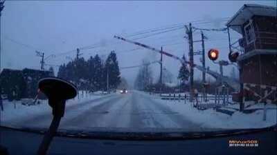 Dangerous railroad crossing in Russia
