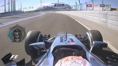 Kevin Magnussen almost crashing his F1 car into the wall.