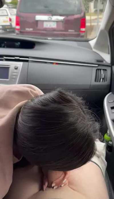 Had to pull over and sneak in swallowing Daddy’s juice🥛