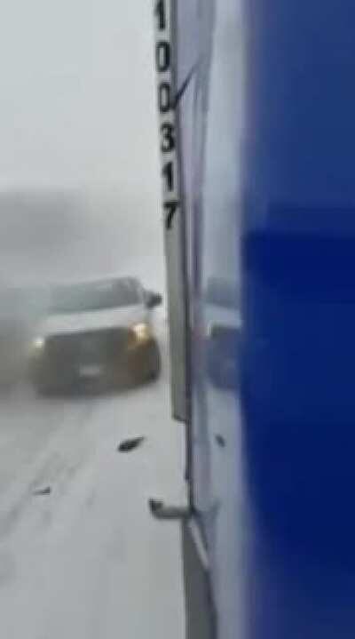 A car accident in the snow...