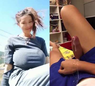 Super busty braless asian triggers huge messy load from big cock...