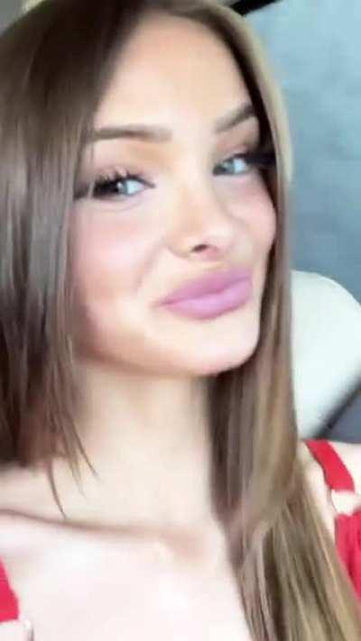 She looks so sexy in red.