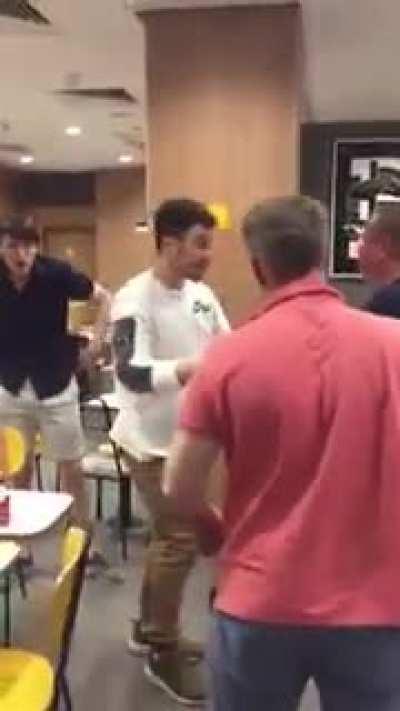 Drunk man gets punch.