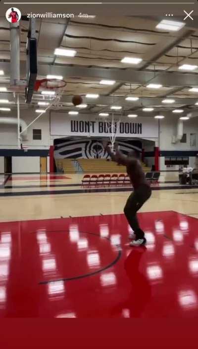 Zion just posted this between the legs dunk on his IG story