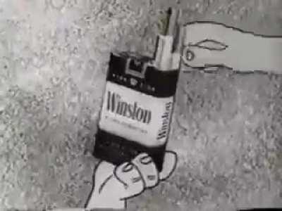 The Flintstones made its debut on ABC in September of 1960, and one of its sponsors was Winston Cigarettes. It was common practice at the time for shows to include an ad for the sponsor's product with the show cast in character. And so we have this ad for