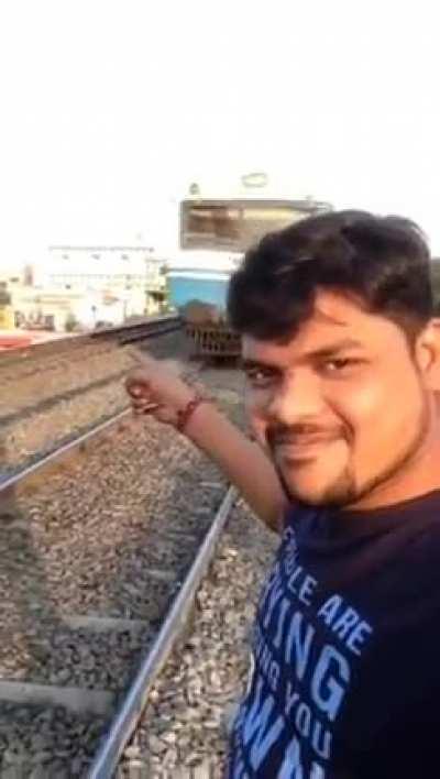 Selfie and a speeding train.