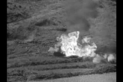 Captured T-34/85 in Korea piled with napalm tanks and subjected to .50 cal gunfire on a range because... reasons? in October 1951