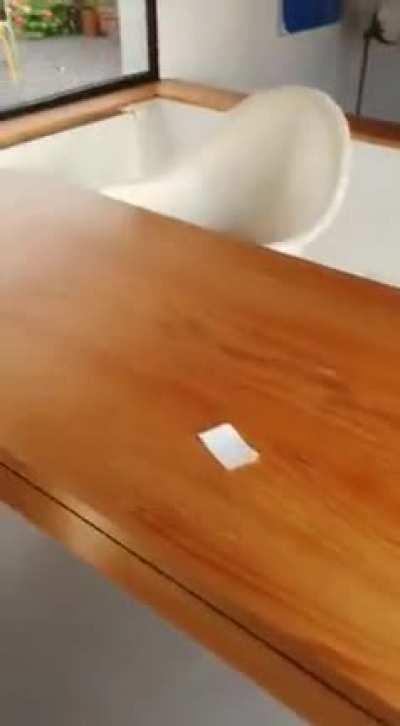 Lava entering a house after the eruption of the volcano in 