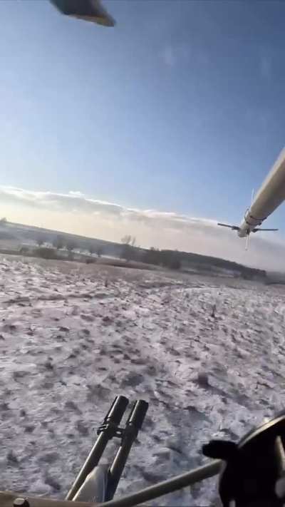 Frosty morning view from the cockpit of Ukrainian Mi-24 helicopter