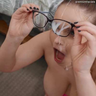 What a facial. Love how she licks the cum off her glasses 