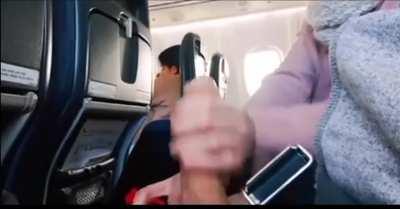 Handjob on a plane next to people why not 😈 exciting right