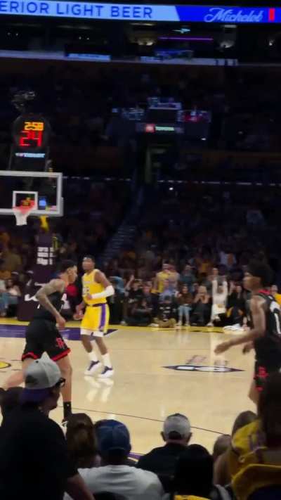 [All-Access] A view from Los Angeles as LeBron James hits the baseline fadeaway for the Lakers late in the 4th quarter.