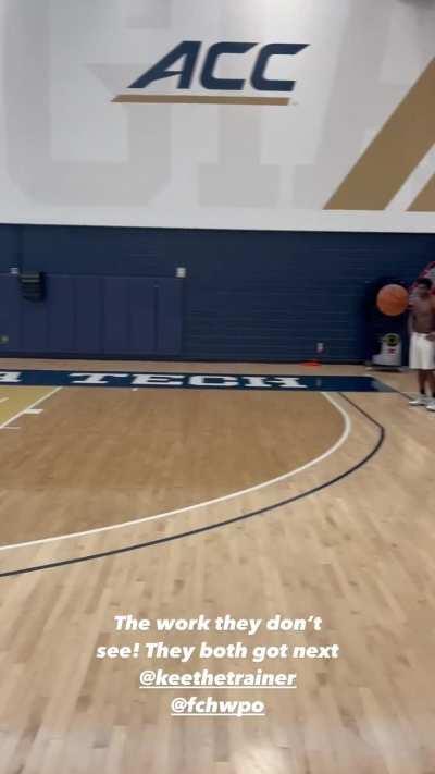 Anthony Edwards and Jaylen Brown in the gym.
