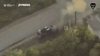 FPV drones of BPS operators of the 78th separate assault regiment Bumblebee hit a warehouse of anti-tank mines and Russian armored and civilian vehicles in the Kursk region. June 2025.