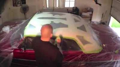 Painting the roof of a lowrider 🎨
