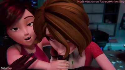 Helen and Cass serving BBC!