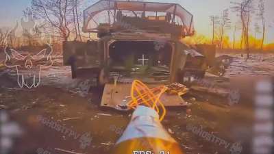 RU POV - Destruction of a Ukrainian M2 Bradley near Toretsk 