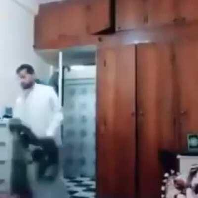 Trying to scare your dad while he is praying