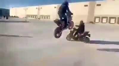 Imagine sitting on your bike and another one comes flying down on you