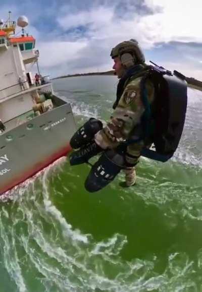 Netherlands Maritime Special Operations Force jet suit training for first responder and self-extraction scenarios