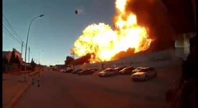 That isn't a barrel flying up, it's a car