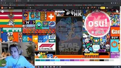 the moment XQC made himself public enemy of r/Place (Colorized, 2022)